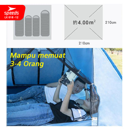 SPEEDS Tenda Camping Family Otomatis Piknik Gunung Mendak Dengan Alas Anti Air 018-12