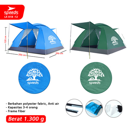 SPEEDS Tenda Camping Family Otomatis Piknik Gunung Mendak Dengan Alas Anti Air 018-12