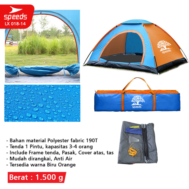 SPEEDS Tenda Camping Gunung Mendaki Army Dome 4-5 Orang Dengan Alas Tenda Anti Air 018-14