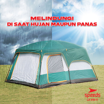 SPEEDS Tenda Camping Tenda Outdoor Camping Tent Kemping Besar 4-6 Orang Double Layer Dua Lapisan Kemah 018-17