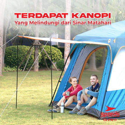SPEEDS Tenda Camping Tenda Outdoor Camping Tent Kemping Besar 4-6 Orang Double Layer Dua Lapisan Kemah 018-17