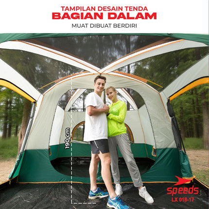 SPEEDS Tenda Camping Tenda Outdoor Camping Tent Kemping Besar 4-6 Orang Double Layer Dua Lapisan Kemah 018-17