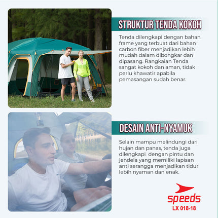SPEEDS Tenda Camping Muat 6-8 Orang  Dobel Layer Tent Tenda Kemah Camping Kemping Dilengkapi Kanopi 018-18