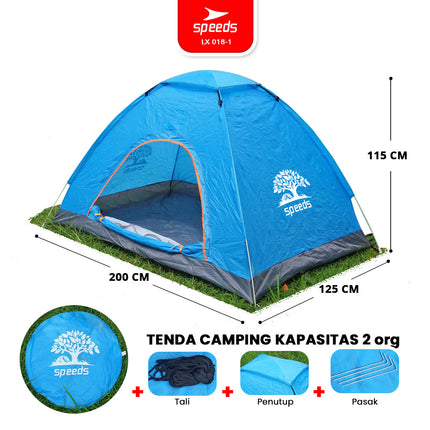 SPEEDS Tenda Camping Biru Kapasitas 2 Orang Tenda Otomatis Outdoor & Indoor Tenda Gunung 018-1