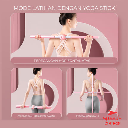 SPEEDS Tongkat Yoga untuk Latihan Yoga Pilates Yoga Stick Lipat Putar Alat Latihan Punggung 019-25
