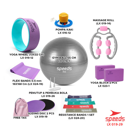 SPEEDS Yoga Ring Resistance Bands Alat Yoga Set 9in1 Perlengkapan Yoga Fitness Gym Ball LX 019-29