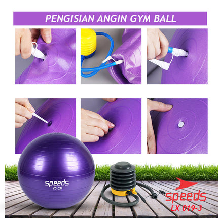 SPEEDS Gym Ball fitness 75 cm / Gym Ball / Yoga Ball Exercise Equipment (Free Pump) Gymball 019-3