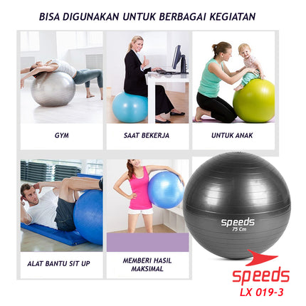SPEEDS Gym Ball fitness 75 cm / Gym Ball / Yoga Ball Exercise Equipment (Free Pump) Gymball 019-3