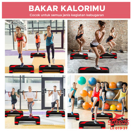 SPEEDS Papan Senam Aerobik 3 Tingkatan Zumba Step Aerobic Stepper Portabel Alat Fitness Olahraga 019-31