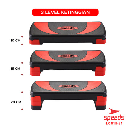 SPEEDS Papan Senam Aerobik 3 Tingkatan Zumba Step Aerobic Stepper Portabel Alat Fitness Olahraga 019-31