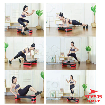 SPEEDS Papan Senam Aerobik 3 Tingkatan Zumba Step Aerobic Stepper Portabel Alat Fitness Olahraga 019-31