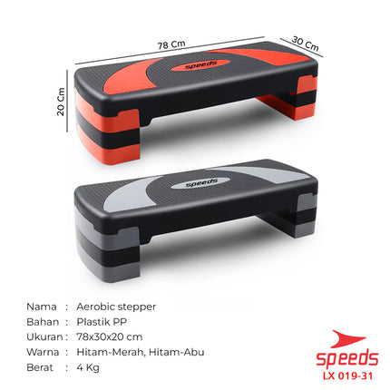 SPEEDS Papan Senam Aerobik 3 Tingkatan Zumba Step Aerobic Stepper Portabel Alat Fitness Olahraga 019-31