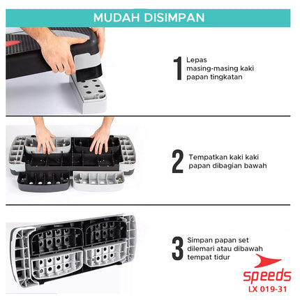 SPEEDS Papan Senam Aerobik 3 Tingkatan Zumba Step Aerobic Stepper Portabel Alat Fitness Olahraga 019-31