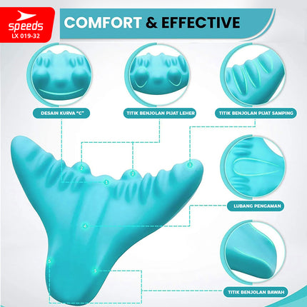 SPEEDS Bantal Pijat Leher Bentuk C-Rest Pillow / Pereda Sakit Neck Relaxer Tulang Belakang Chiropractic Cervical Massage Tanpa Daya atau Baterai 019-32