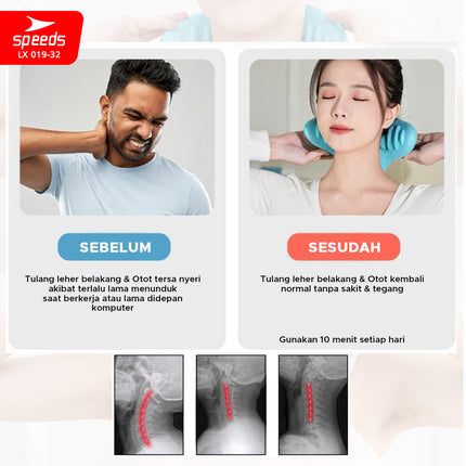 SPEEDS Bantal Pijat Leher Bentuk C-Rest Pillow / Pereda Sakit Neck Relaxer Tulang Belakang Chiropractic Cervical Massage Tanpa Daya atau Baterai 019-32