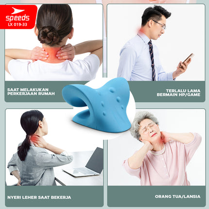 SPEEDS Bantal Pijat Leher Bentuk C-Rest Pillow Pereda Sakit Neck Relaxer Tulang Belakang Tanpa Listrik LX 019-33