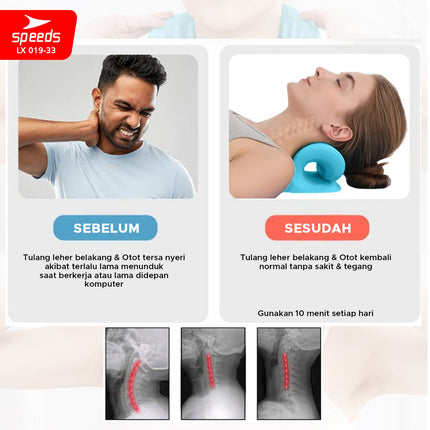SPEEDS Bantal Pijat Leher Bentuk C-Rest Pillow Pereda Sakit Neck Relaxer Tulang Belakang Tanpa Listrik LX 019-33