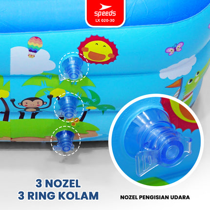SPEEDS Kolam Renang Anak 210x140x56cm 3 Ring Layer Motif Kolam Renang Bayi Portable Bahan Kuat Inflatable Swimming Pool For Kids 020-30