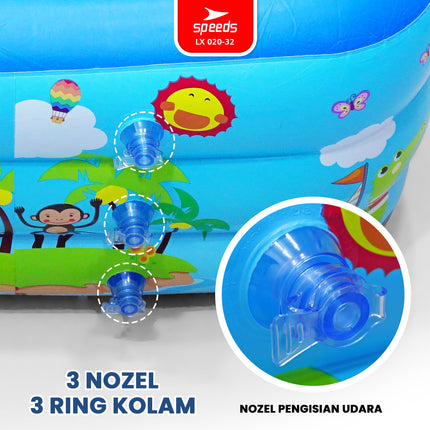 SPEEDS Kolam Renang 310x183x56cm 3 Layer Anak Jumbo Kolam Renang Pompa Bahan Kuat Motif Lucu Swimming Pool For Kids 020-32