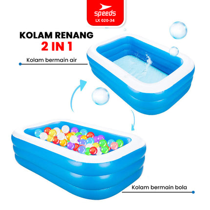 SPEEDS Swimming Pool 150x105x56cm Toddler Kids Play Pool Blue Inflatable Swimming Pool For Kids 020-34