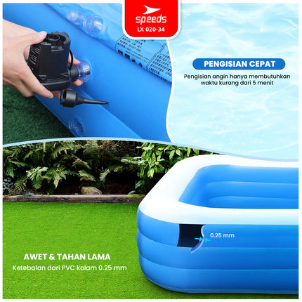 SPEEDS Swimming Pool 150x105x56cm Toddler Kids Play Pool Blue Inflatable Swimming Pool For Kids 020-34