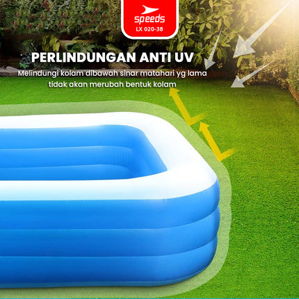SPEEDS Kolam Renang Anak 310x183x56cm Ukuran Jumbo Kolam Renang Tiup Pompa Bahan Kuat Inflatable Swimming Pool For Kids 020-38