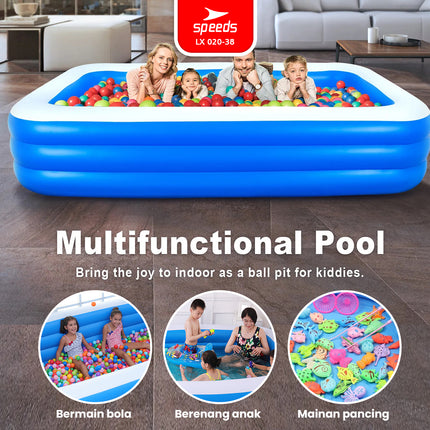 SPEEDS Kolam Renang Anak 310x183x56cm Ukuran Jumbo Kolam Renang Tiup Pompa Bahan Kuat Inflatable Swimming Pool For Kids 020-38