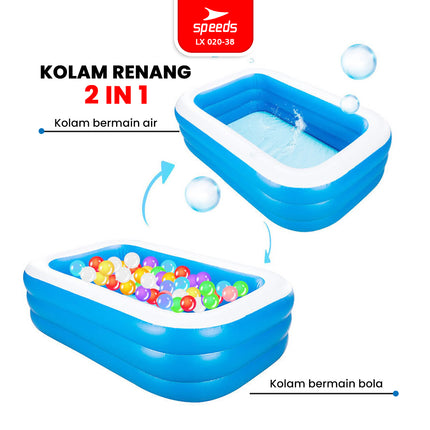 SPEEDS Kolam Renang Anak 310x183x56cm Ukuran Jumbo Kolam Renang Tiup Pompa Bahan Kuat Inflatable Swimming Pool For Kids 020-38