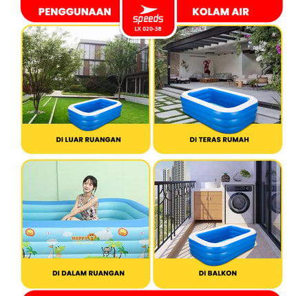 SPEEDS Kolam Renang Anak 310x183x56cm Ukuran Jumbo Kolam Renang Tiup Pompa Bahan Kuat Inflatable Swimming Pool For Kids 020-38