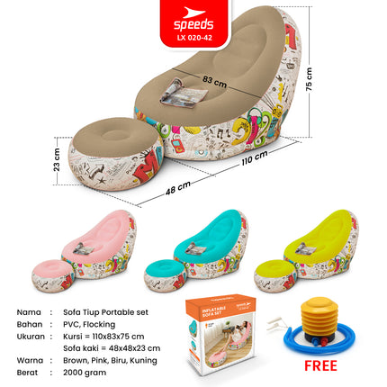 SPEEDS Sofa Angin Beanbag Squishy Jumbo Inflatable Sofa Tiup Angin Lazy Bag Outdoor Indoor 020-42