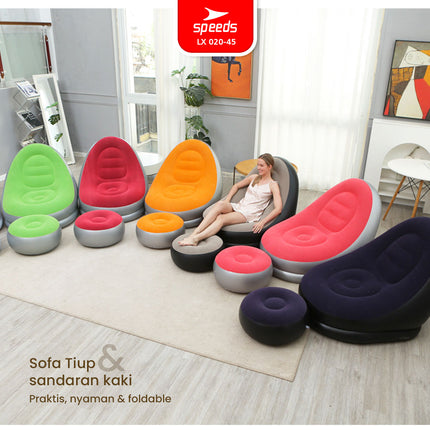 Beanbag Squishy Jumbo Sofa Angin + Pijakan Kaki Inflatable Sofa + Stool Tiup Lazy Bag Lay Bag 020-45