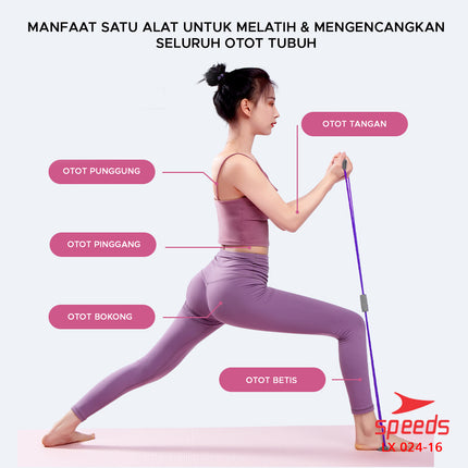 SPEEDS Tali Stretching Fitness Gym Yoga Stretch Rope Resistance Bands 8 Toning Tube Tali Olahraga 024-16