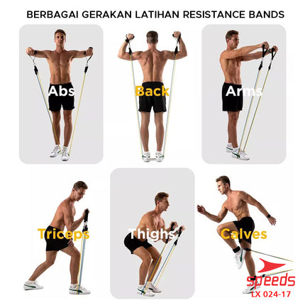 SPEEDS Resistance Bands 11 in 1 Set Tali Pembantu Resistance Tube Elastic Fitness Gym 024-17