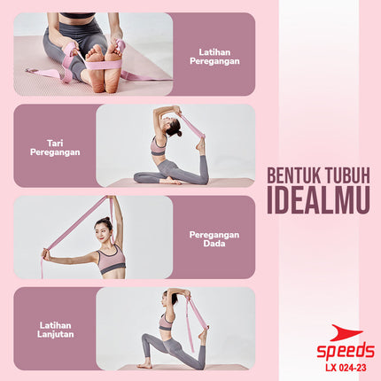 SPEEDS Yoga Strap Yoga Belt Tali Yoga Ring Yoga Stretching Strap Power Band (185cm) Resistance Band Anti Slip Karet Fitness Pilates Pose 024-23