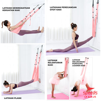 SPEEDS Swing Yoga Set Aerial Yoga Gravity Inversion Pilates Yoga Hammock Swing Pilates Resistance Band Power Band Karet Fitness Melar 024-25