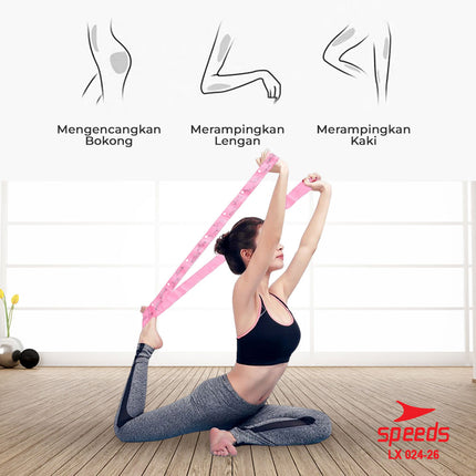 SPEEDS Yoga Strap 8 Loops Yoga Stretching Exercise Strap Woven Yoga Pilates Power Band Karet Fitness Elastis Back Band Resistance Band 024-26