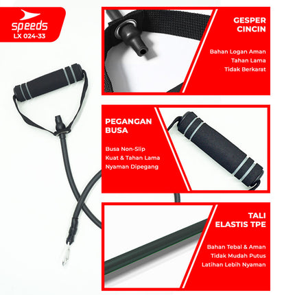 SPEEDS Tali Resistance Elastis Tali Stretching Fitness Olahraga Gym Resistance Tube 024-33