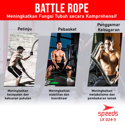 SPEEDS Battle Rope Tali Fitness Battling Ropes Gym waves rope crossfit mma muaythai 9 Meter 024-5