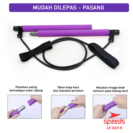 SPEEDS Portable Pilates Studio Tali Yoga Resistance Band Untuk Olahraga Senam Elastis 024-9