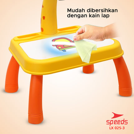 SPEEDS Meja Anak Belajar Karakter Meja Gambar Proyektor Mainan Edukasi Meja Lukis Anak 025-3