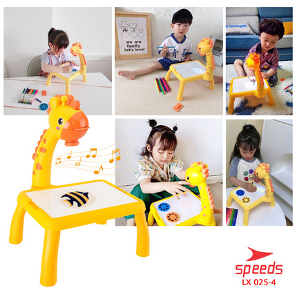 SPEEDS Meja Belajar Anak Meja Gambar Karakter Proyektor Mainan Edukasi Anak Belajar Mewarnai Melukis 025-4