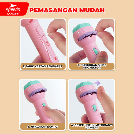 SPEEDS Mainan Anak Senter Proyektor Fun Flashlight Mainan Proyektor Gambar Mainan Edukasi Senter Mainan Anak 2In1 025-6