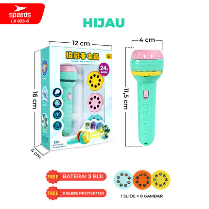 SPEEDS Mainan Anak Senter Proyektor Fun Flashlight Mainan Proyektor Gambar Mainan Edukasi Senter Mainan Anak 2In1 025-6