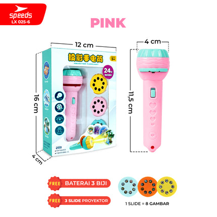 SPEEDS Mainan Anak Senter Proyektor Fun Flashlight Mainan Proyektor Gambar Mainan Edukasi Senter Mainan Anak 2In1 025-6