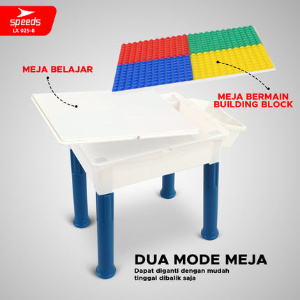 SPEEDS Meja Balok Bangunan Set Belajar Anak Set Meja Gambar Karakter Balok Besar Anak Belajar Mewarnai Melukis 025-8