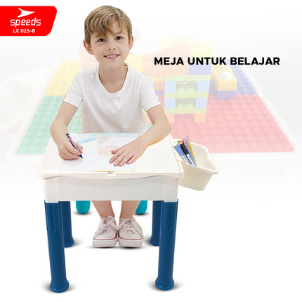 SPEEDS Meja Balok Bangunan Set Belajar Anak Set Meja Gambar Karakter Balok Besar Anak Belajar Mewarnai Melukis 025-8