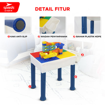 SPEEDS Meja Balok Bangunan Set Belajar Anak Set Meja Gambar Karakter Balok Besar Anak Belajar Mewarnai Melukis 025-8