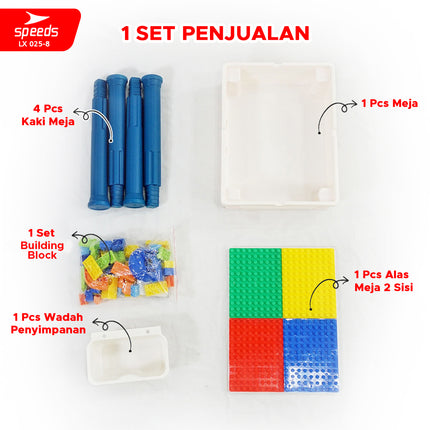 SPEEDS Meja Balok Bangunan Set Belajar Anak Set Meja Gambar Karakter Balok Besar Anak Belajar Mewarnai Melukis 025-8