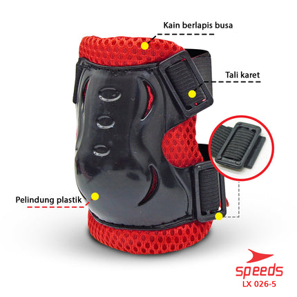 SPEEDS Set Deker Dekker Deckker Anak Inline Pelindung Lutut Siku Tangan Badan Sepeda Skate 026-5