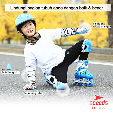 SPEEDS Set Deker Dekker Deckker Anak Inline Pelindung Lutut Siku Tangan Badan Sepeda Skate 026-5
